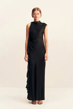 Load image into Gallery viewer, AGNES RUFFLE MAXI DRESS - BLACK