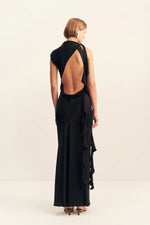 Load image into Gallery viewer, AGNES RUFFLE MAXI DRESS - BLACK