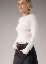 Load image into Gallery viewer, ESSENTIALS LS RIB TEE WHITE