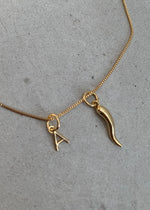 Load image into Gallery viewer, CORNO & INITIAL NECKLACE - GOLD