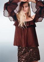 Load image into Gallery viewer, ANIKA RUFFLE TOP UMBER