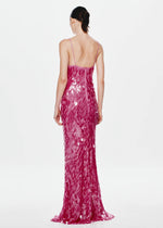 Load image into Gallery viewer, SAPPHIRE SEQUIN MAXI DRESS FUCHSIA