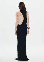 Load image into Gallery viewer, CASCADA DRAPED DRESS BLACK
