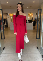 Load image into Gallery viewer, LUNA OS KNIT DRESS - RED