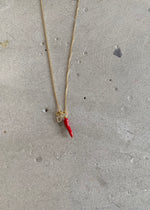 Load image into Gallery viewer, CORNO & INITIAL NECKLACE - RED