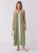 Load image into Gallery viewer, MONOCHROME DRESS SAGE CREAM