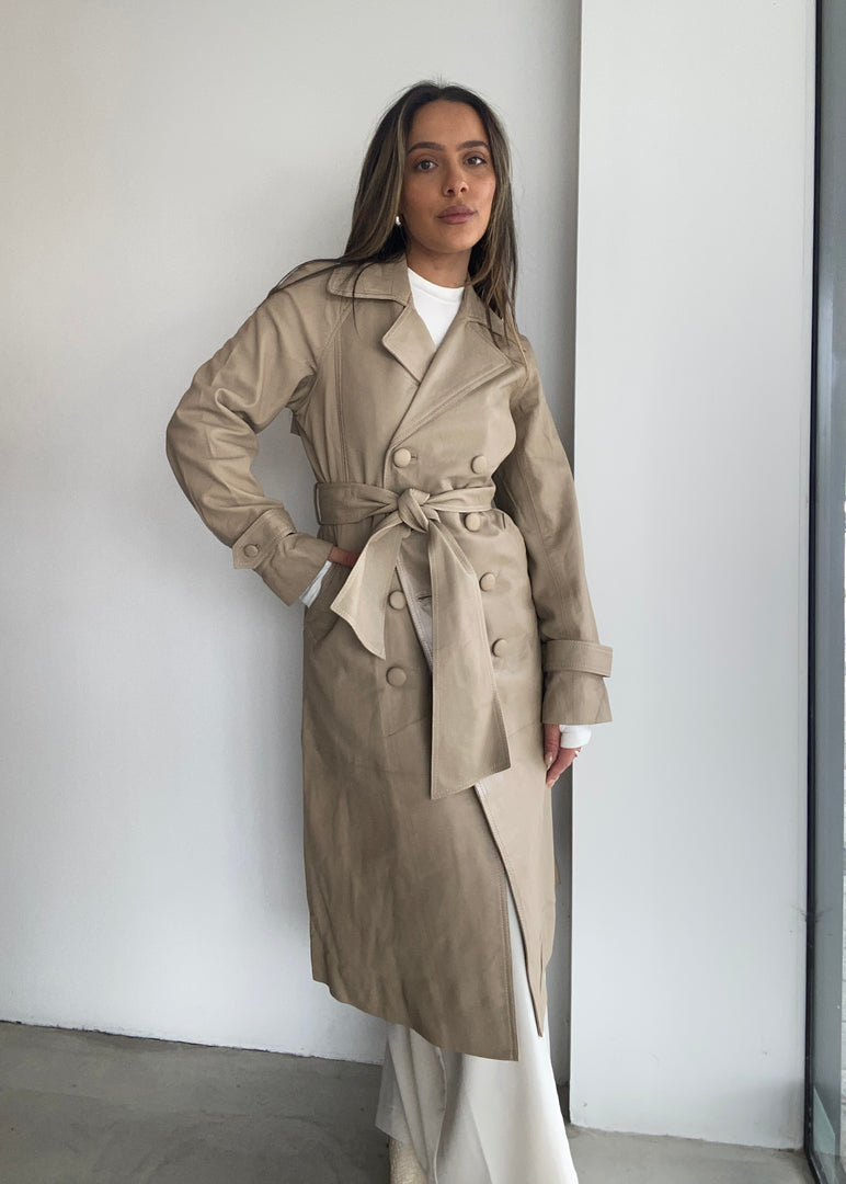 ASTRA LEATHER TRENCH COAT
