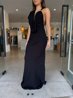 Load image into Gallery viewer, CASCADA DRAPED DRESS BLACK