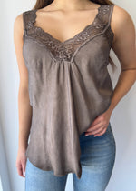 Load image into Gallery viewer, LACE CAMI * CHOCOLATE