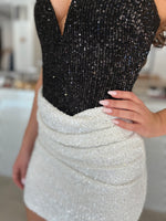 Load image into Gallery viewer, DANTE MINI DRESS - BLACK WHITE