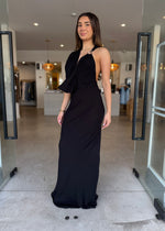 Load image into Gallery viewer, CASCADA DRAPED DRESS BLACK