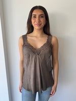 Load image into Gallery viewer, LACE CAMI * CHOCOLATE