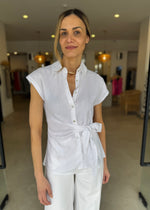 Load image into Gallery viewer, KIVA SIDE TIE BLOUSE WHITE