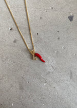 Load image into Gallery viewer, CORNO & INITIAL NECKLACE - RED
