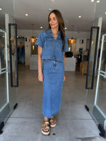 Load image into Gallery viewer, ALDEN DENIM MAXI SKIRT BLUE