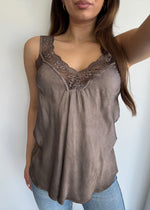 Load image into Gallery viewer, LACE CAMI * CHOCOLATE