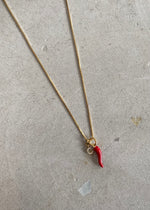 Load image into Gallery viewer, CORNO & INITIAL NECKLACE - RED