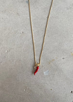 Load image into Gallery viewer, CORNO & INITIAL NECKLACE - RED
