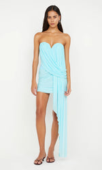 Load image into Gallery viewer, DANKA STRAPLESS MINI DRESS TURQUOISE