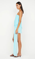 Load image into Gallery viewer, DANKA STRAPLESS MINI DRESS TURQUOISE