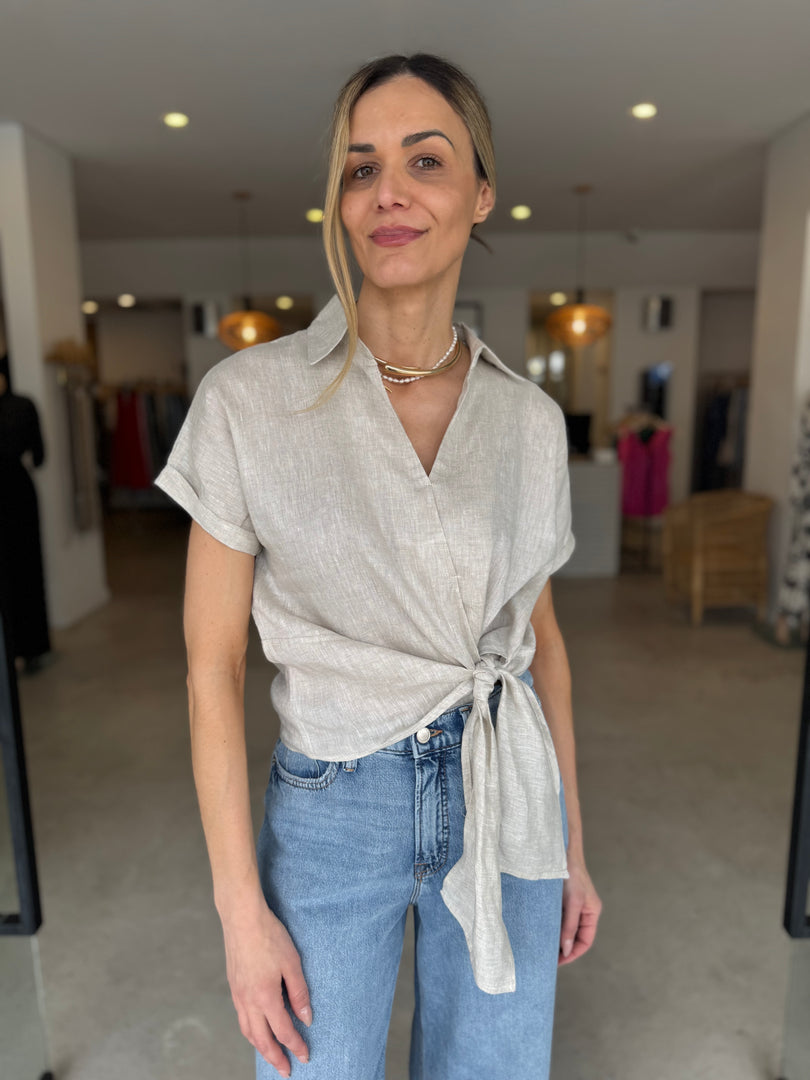 TALIA MID TIE BLOUSE NATURAL