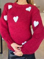 Load image into Gallery viewer, HEART ON SLEEVE KNIT - CHERRY
