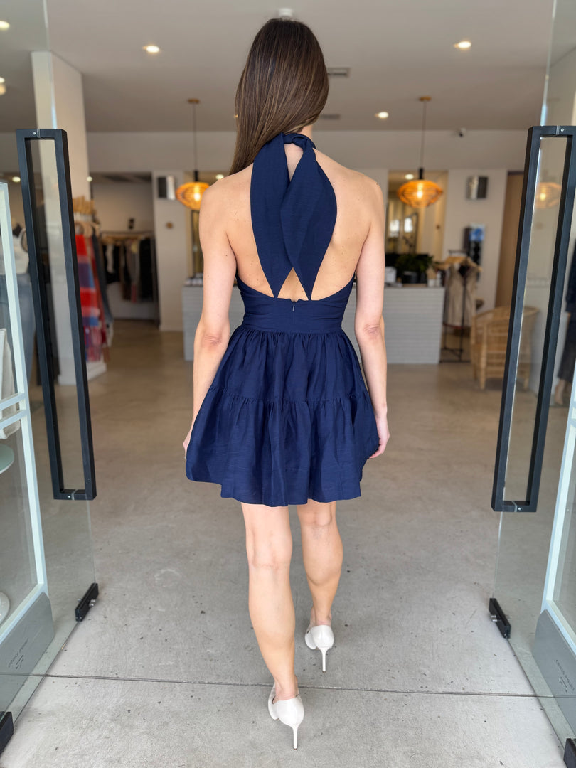CELESTE HALTER MINI DRESS - MIDNIGHT