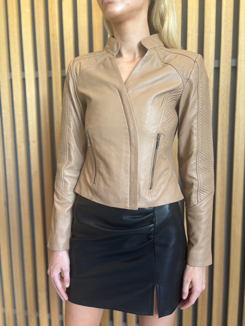 BLAIRE LEATHER JACKET - WHEAT