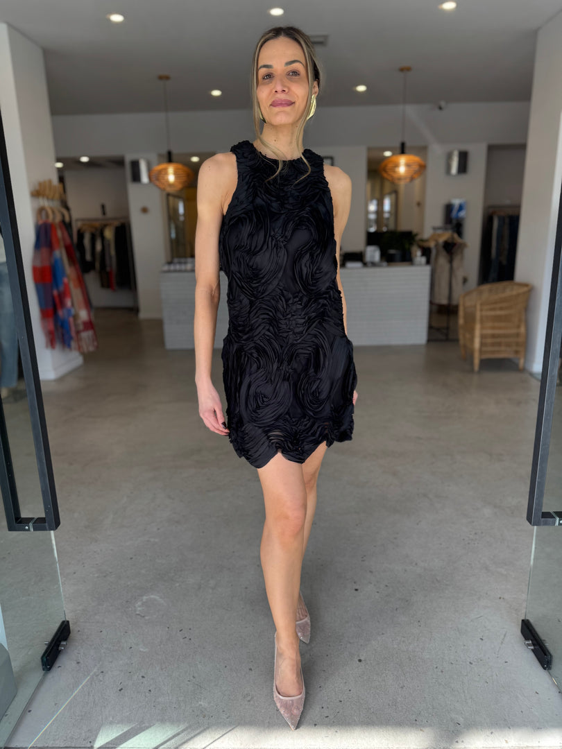 ASHER MINI SHIFT DRESS - BLACK