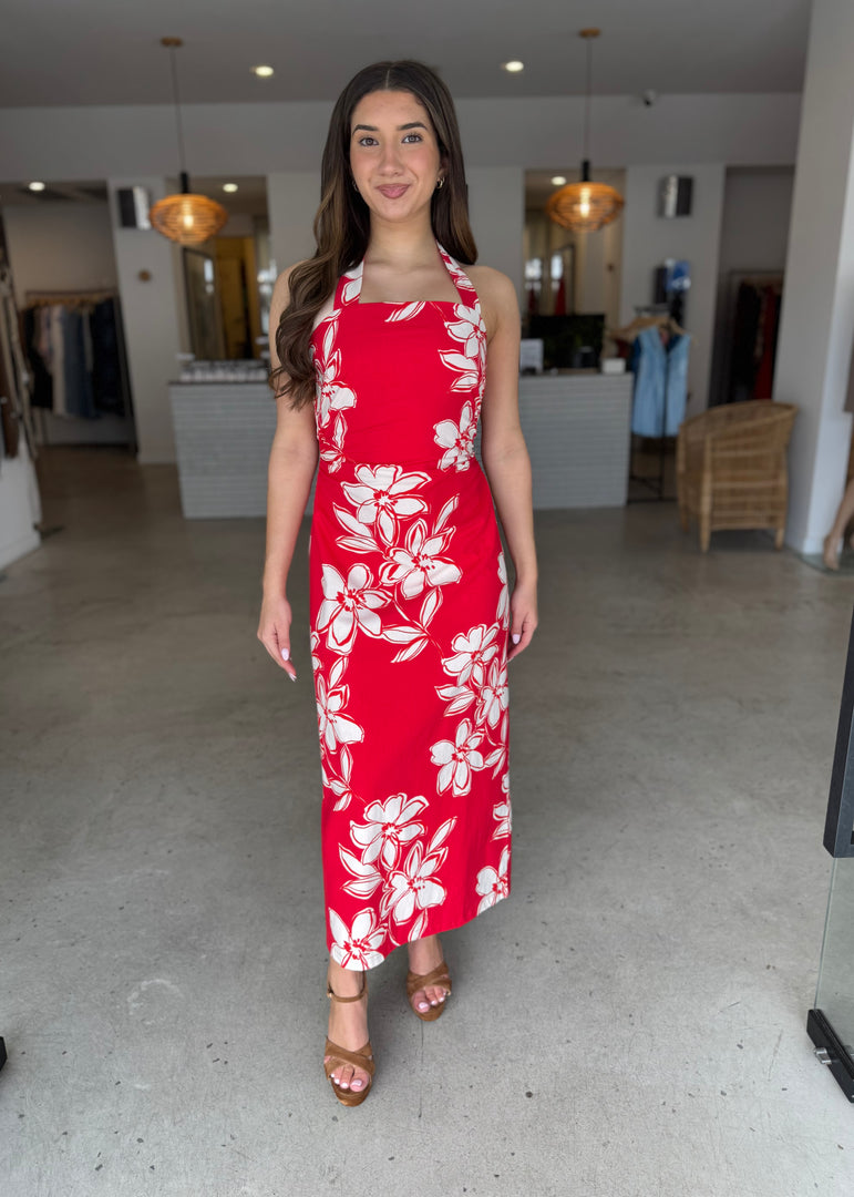 ELARA HALTER MIDI DRESS