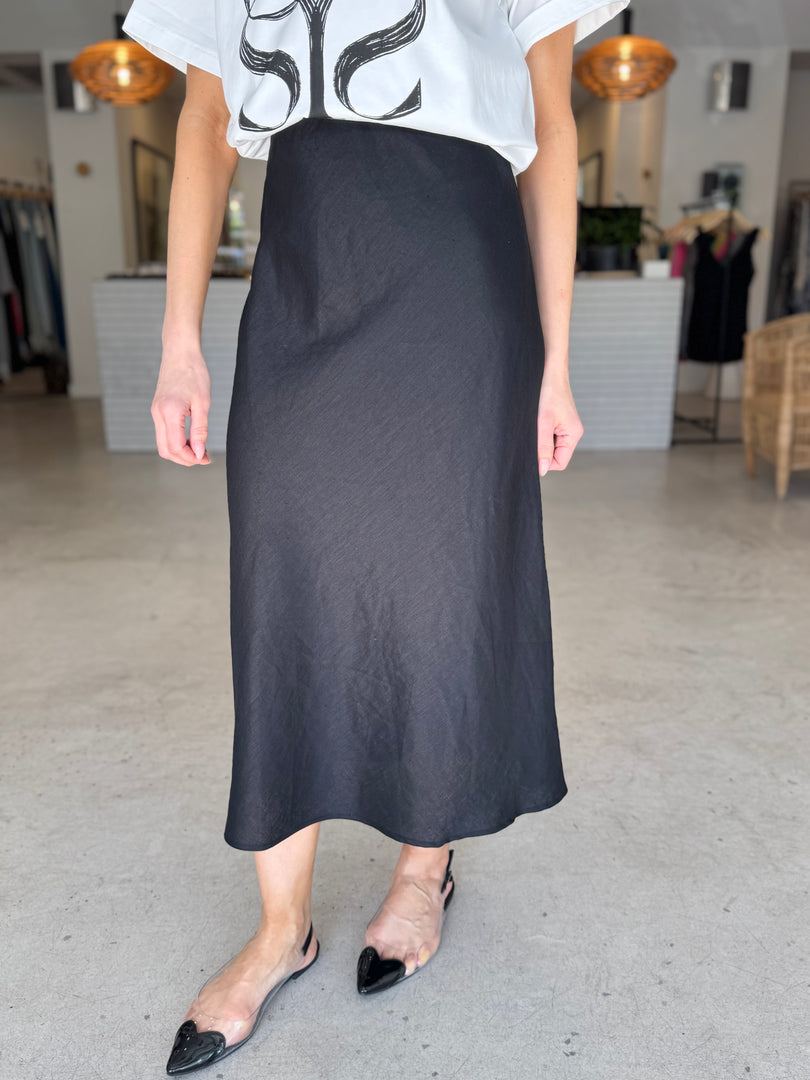 BLISS LINEN SKIRT BLACK
