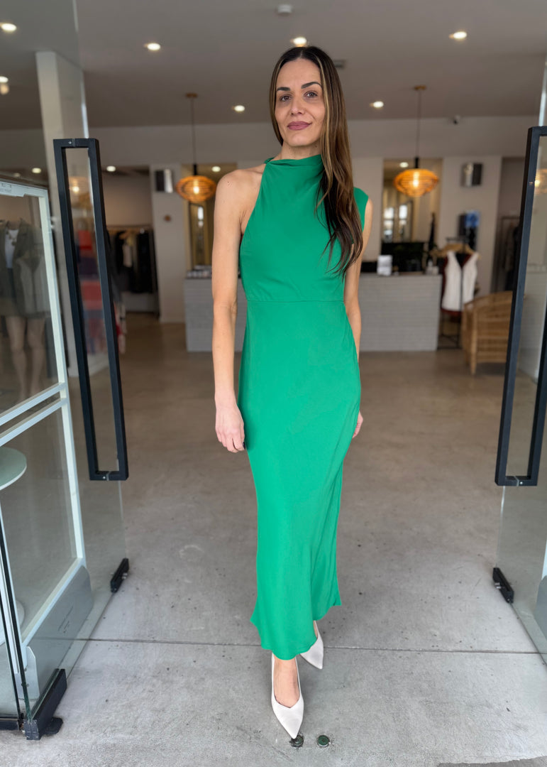 RIO DRAPED MAXI DRESS GREEN