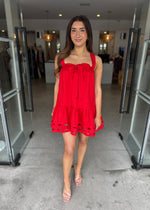 Load image into Gallery viewer, BIRDIE TIERED MINI DRESS ROSE
