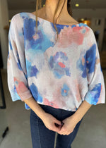 Load image into Gallery viewer, FLOWER PRINT KNIT - BLU ROYAL
