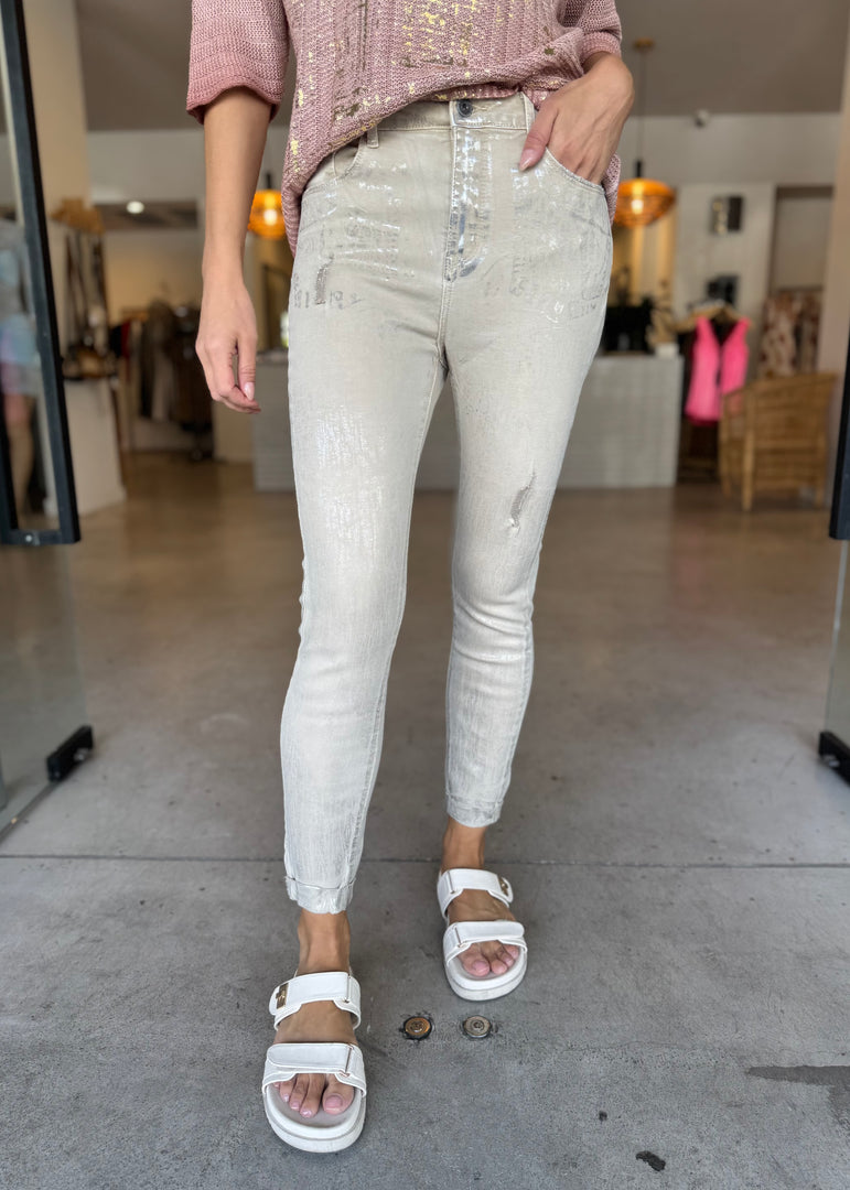 SHINNY MET FRONT JEAN - BEIGE