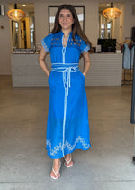 Load image into Gallery viewer, XANTHIA DIAMOND SMOCK DRESS - BLUE

