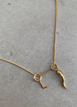 Load image into Gallery viewer, CORNO &amp; INITIAL NECKLACE - GOLD
