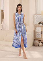 Load image into Gallery viewer, ASHA PRINTED MIDI DRESS BLUE
