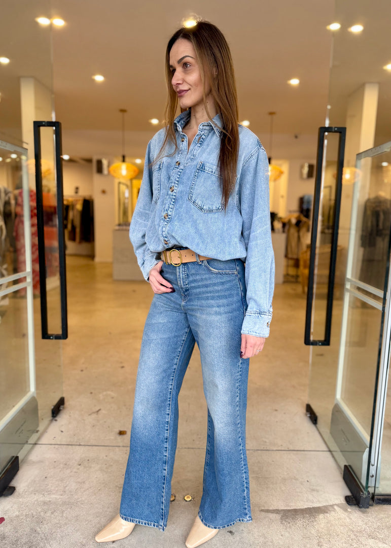 KHLOE DENIM SHIRT JUMPSUIT