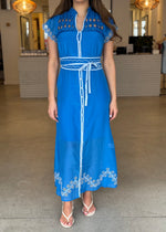 Load image into Gallery viewer, XANTHIA DIAMOND SMOCK DRESS - BLUE
