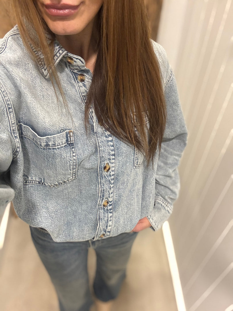 KHLOE DENIM SHIRT JUMPSUIT