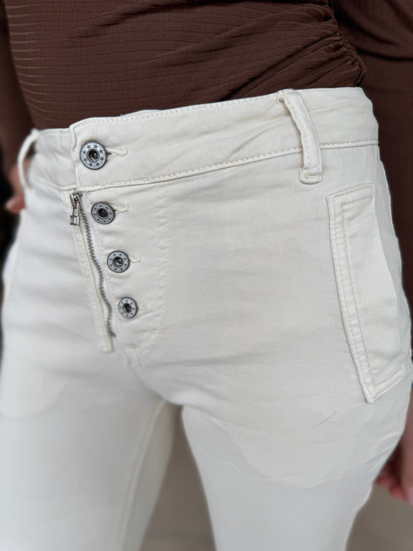 ITALIAN BUTTON JEANS - VANILLA