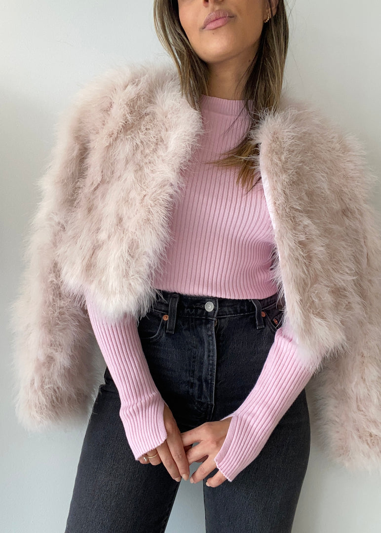 MANHATTAN CROP JACKET BABY PINK