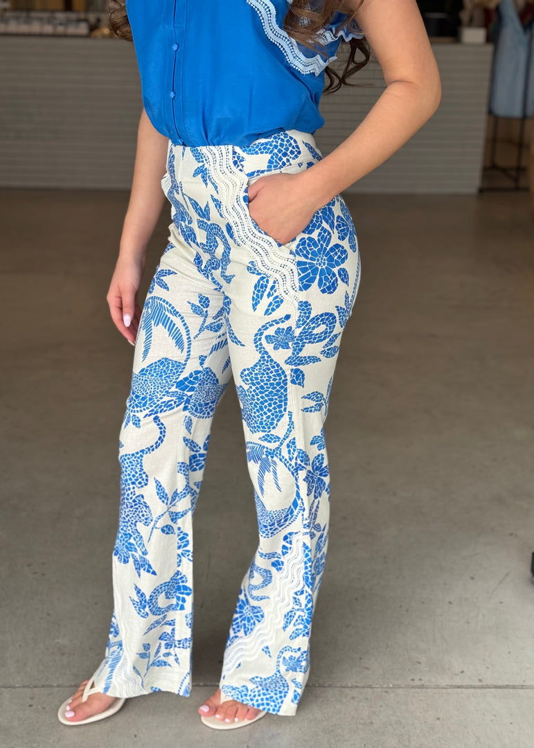 LEANDRO LACE TRIM PANT - MOSAIC