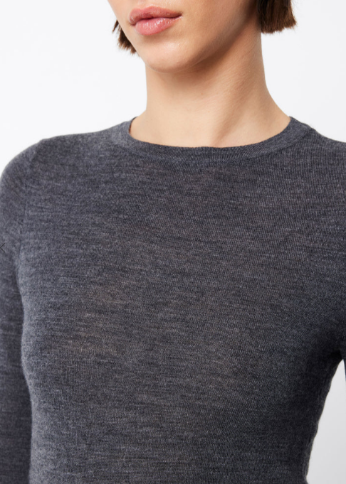 MAINE LS MERINO TOP - CHARCOAL