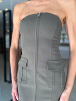 Load image into Gallery viewer, LOW PROFILE MIDI DRESS KHAKI
