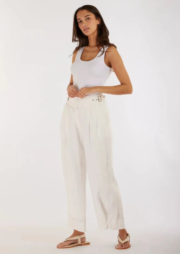 EUGENE LINEN PANT - WHITE