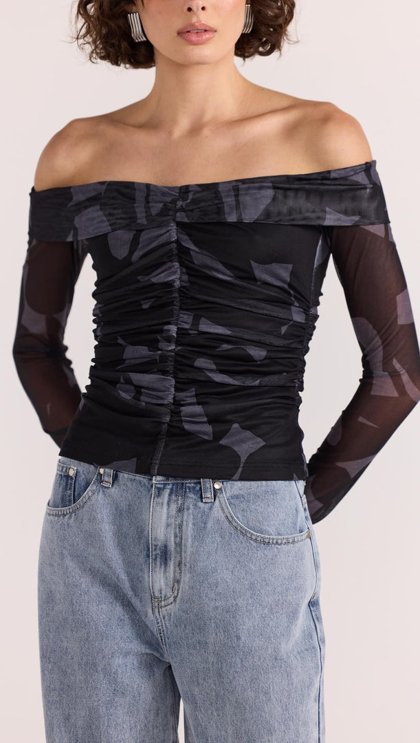 AURA MESH OFF SHOULDER TOP