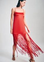 Load image into Gallery viewer, MORAYA FRINGE MAXI DRESS CHILLI
