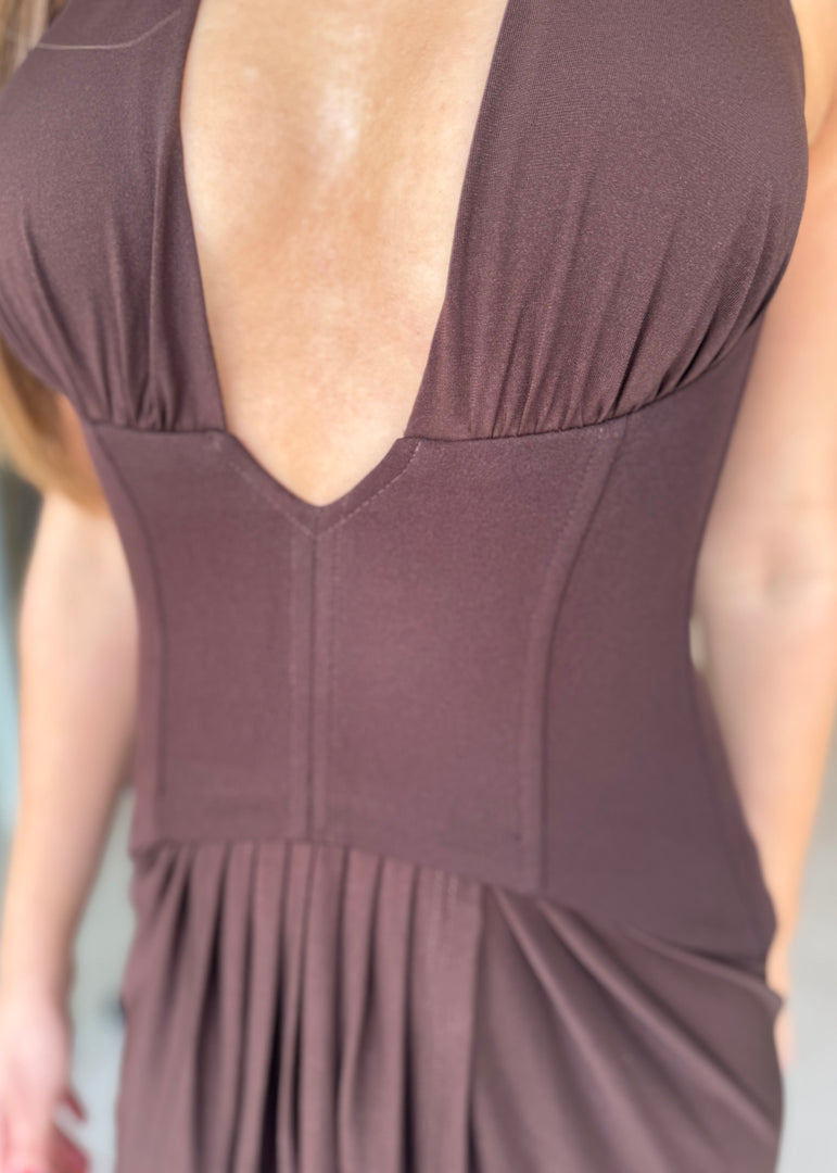 LANDON DRESS - CHOCOLATE